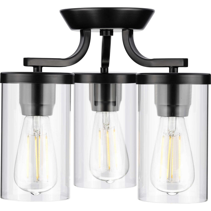 Progress Lighting P350149-031 Three Light Semi Flush Mount, Black