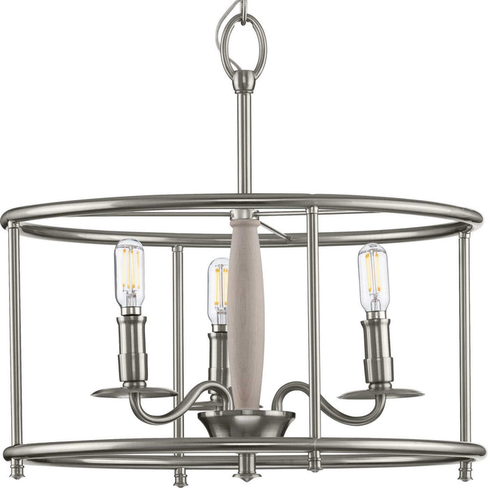 Progress Lighting P350150-009 Three Light Semi Flush Convertible, Brushed Nickel
