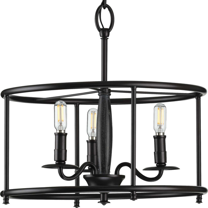Progress Lighting P350150-031 Three Light Semi Flush Convertible, Black