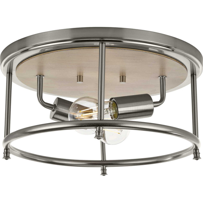 Progress Lighting P350151-009 Two Light Flush Mount, Brushed Nickel