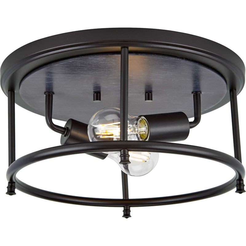 Progress Lighting P350151-031 Two Light Flush Mount, Black