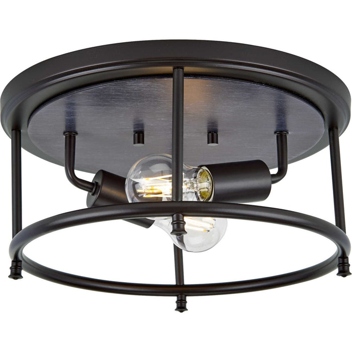Progress Lighting P350151-031 Two Light Flush Mount, Black