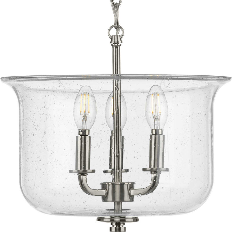 Progress Lighting P350153-009 Three Light Semi Flush Convertible, Brushed Nickel