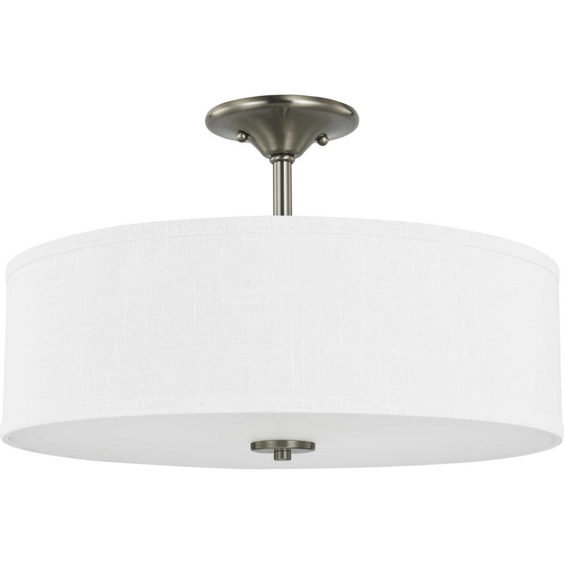 Progress Lighting P350167-009 Three Light Semi Flush Mount, Brushed Nickel