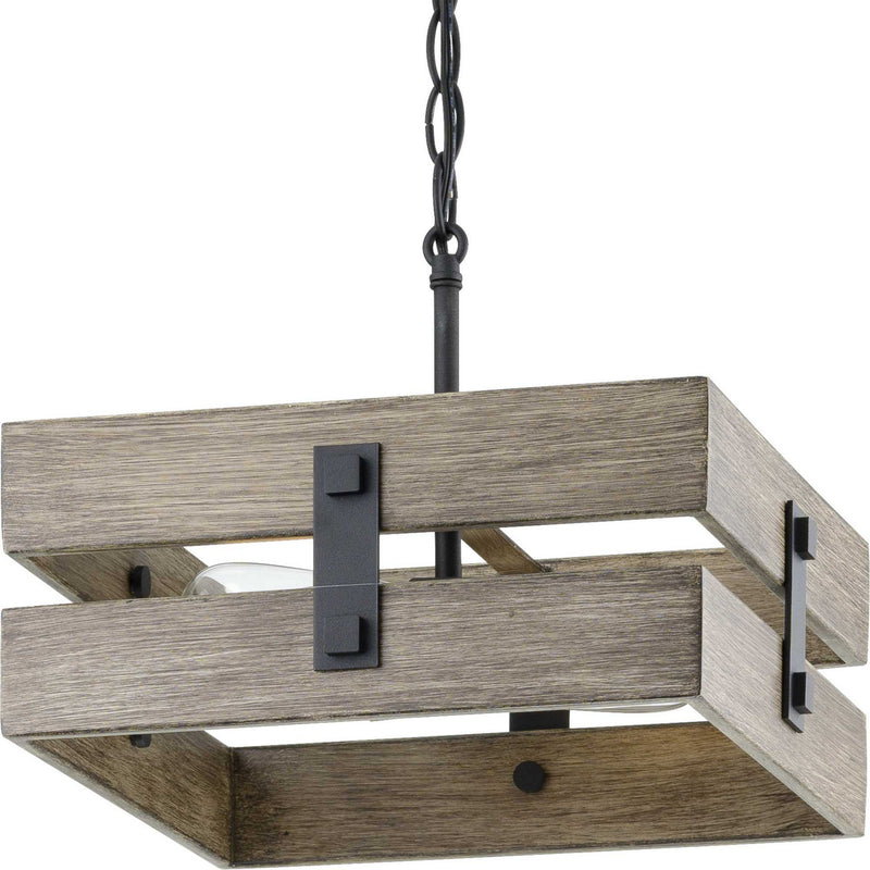 Progress Lighting P350172-031 Two Light Semi Flush Mount, Black