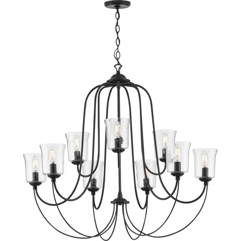 Progress Lighting P400196-031 Nine Light Chandelier, Black