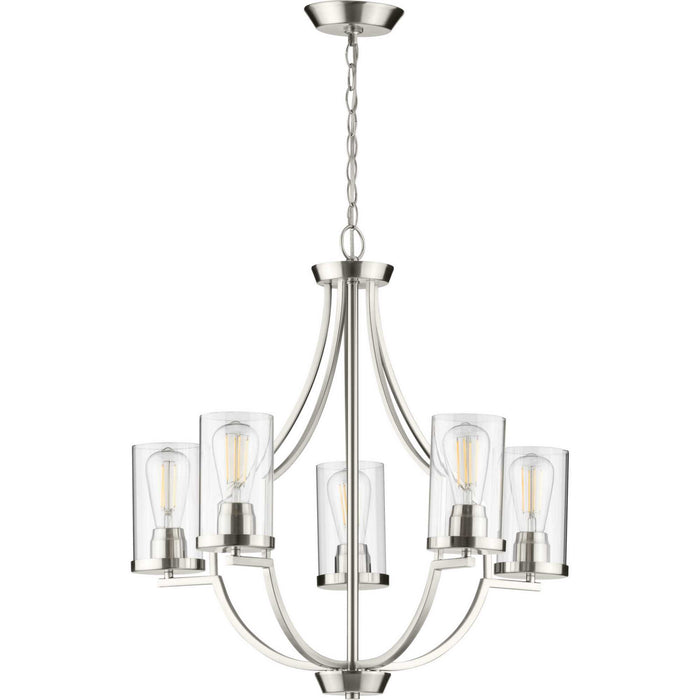 Progress Lighting P400197-009 Five Light Chandelier, Brushed Nickel