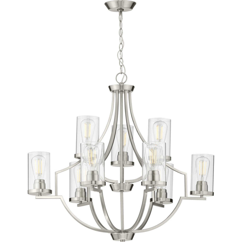 Progress Lighting P400198-009 Nine Light Chandelier, Brushed Nickel
