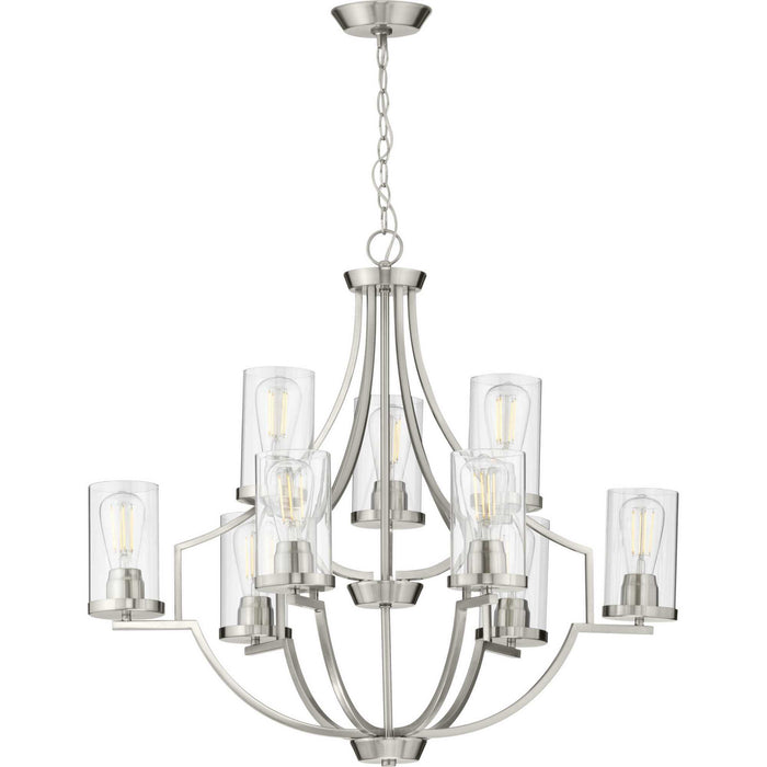 Progress Lighting P400198-009 Nine Light Chandelier, Brushed Nickel