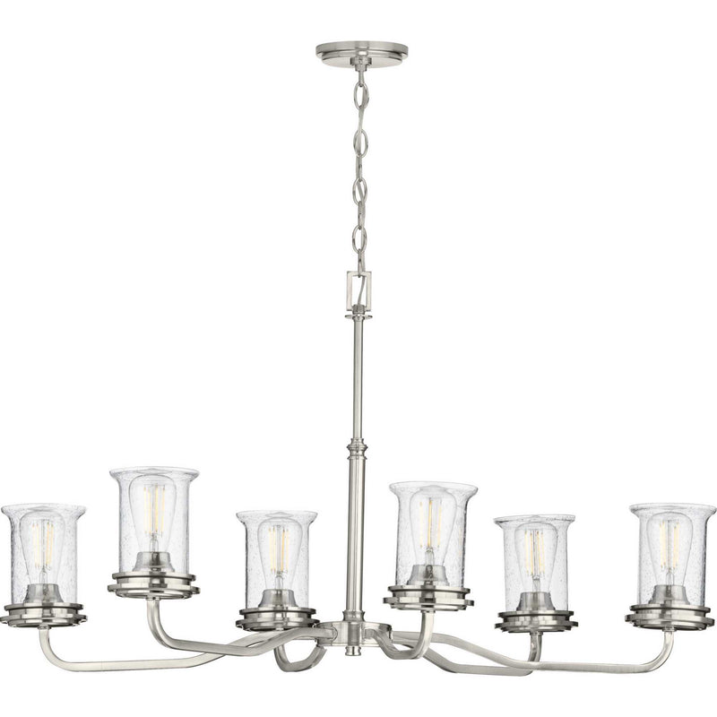 Progress Lighting P400207-009 Six Light Chandelier, Brushed Nickel