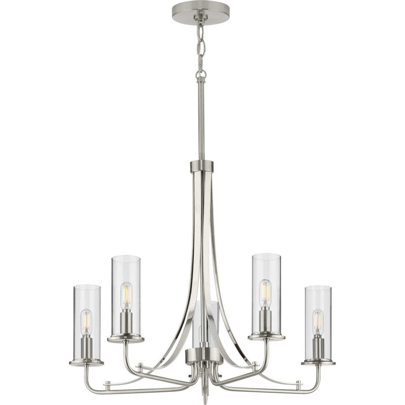 Progress Lighting P400209-009 Five Light Chandelier, Brushed Nickel