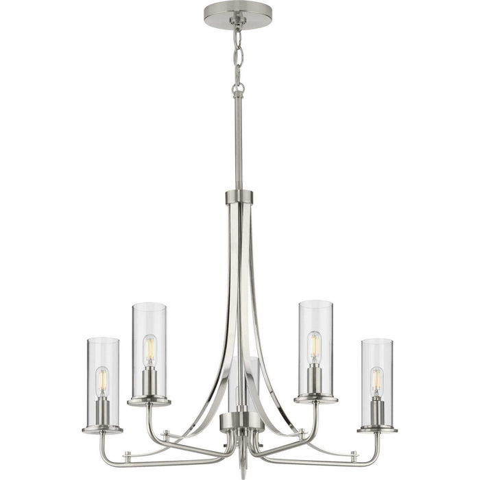 Progress Lighting P400209-009 Five Light Chandelier, Brushed Nickel