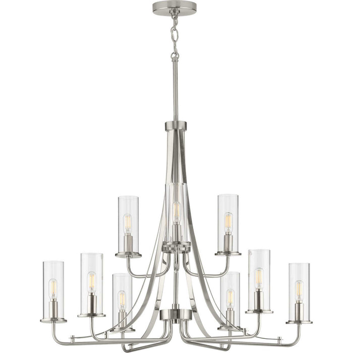 Progress Lighting P400210-009 Nine Light Chandelier, Brushed Nickel