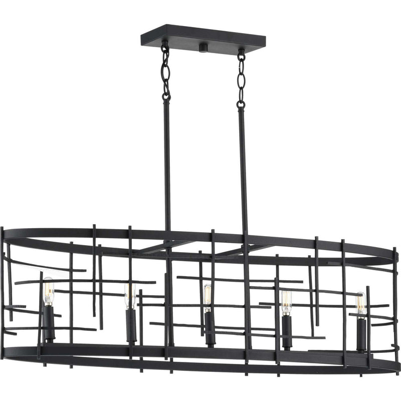 Progress Lighting P400215-031 Five Light Island Chandelier, Textured Black