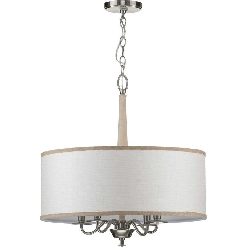 Progress Lighting P400218-009 Four Light Chandelier, Brushed Nickel