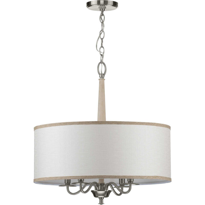 Progress Lighting P400218-009 Four Light Chandelier, Brushed Nickel