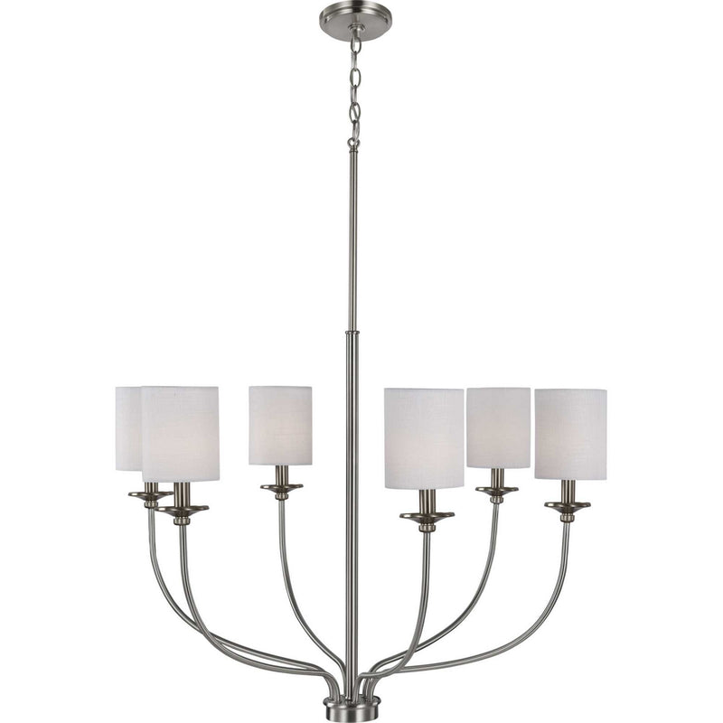 Progress Lighting P400227-009 Six Light Foyer Chandelier, Brushed Nickel