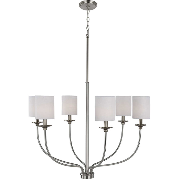 Progress Lighting P400227-009 Six Light Foyer Chandelier, Brushed Nickel