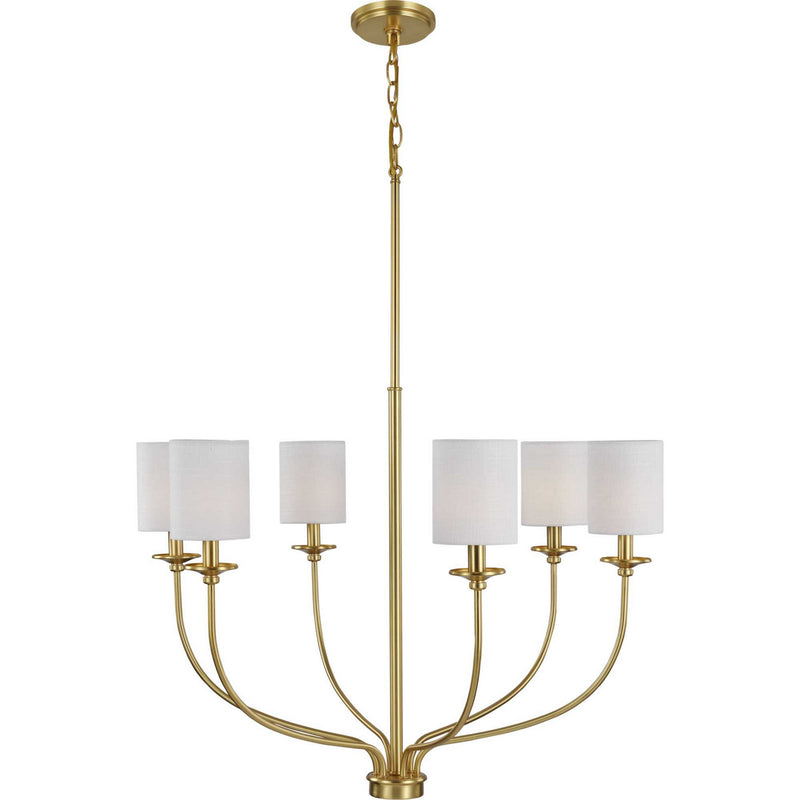 Progress Lighting P400227-012 Six Light Foyer Chandelier, Satin Brass