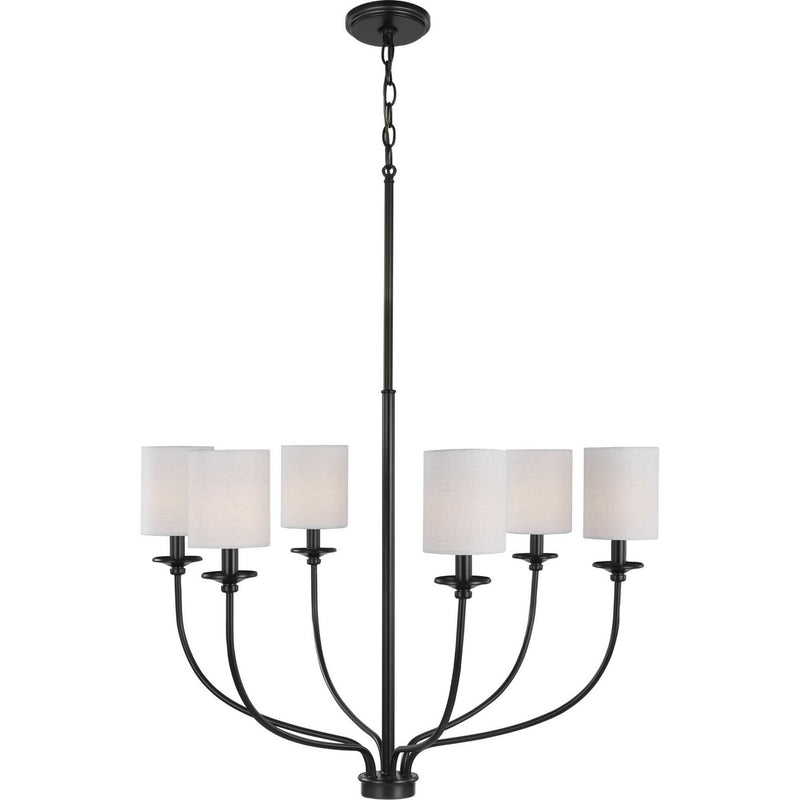 Progress Lighting P400227-031 Six Light Foyer Chandelier, Black
