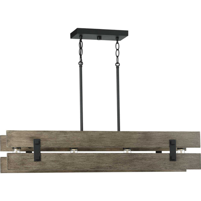 Progress Lighting P400229-031 Four Light Island Chandelier, Black