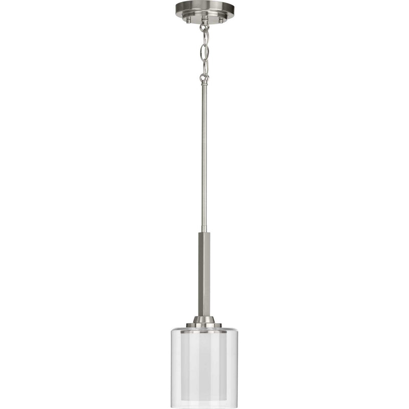 Progress Lighting P500103-009 One Light Mini Pendant, Brushed Nickel