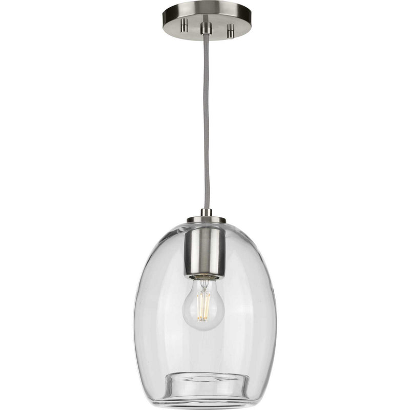 Progress Lighting P500159-009 One Light Mini Pendant, Brushed Nickel