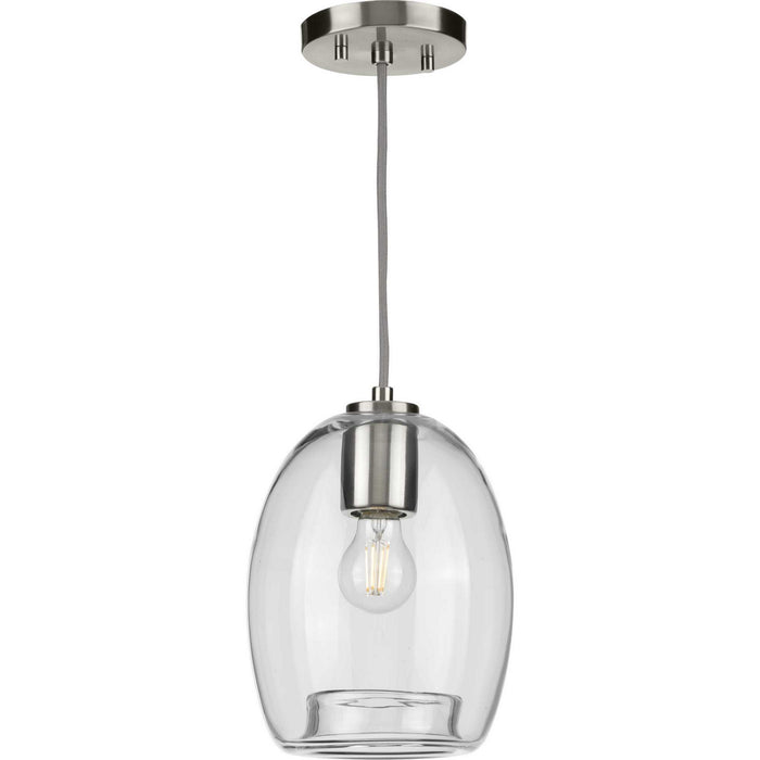 Progress Lighting P500159-009 One Light Mini Pendant, Brushed Nickel