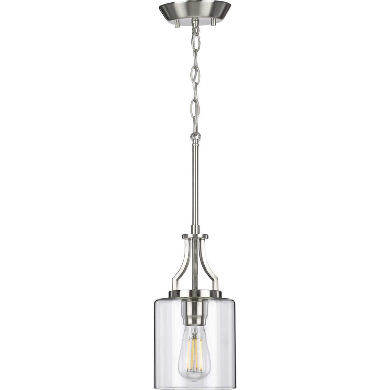 Progress Lighting P500208-009 One Light Mini Pendant, Brushed Nickel