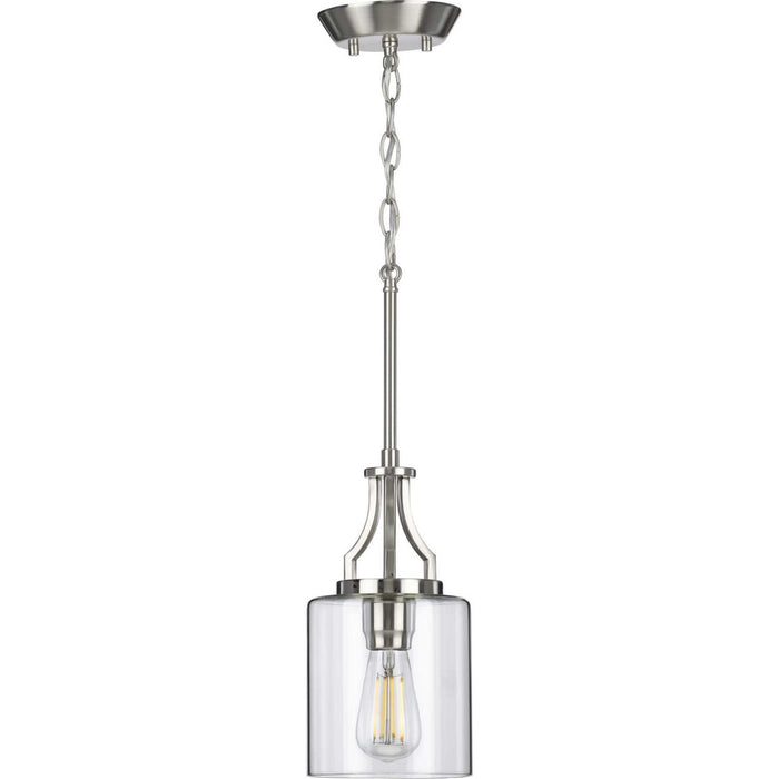 Progress Lighting P500208-009 One Light Mini Pendant, Brushed Nickel