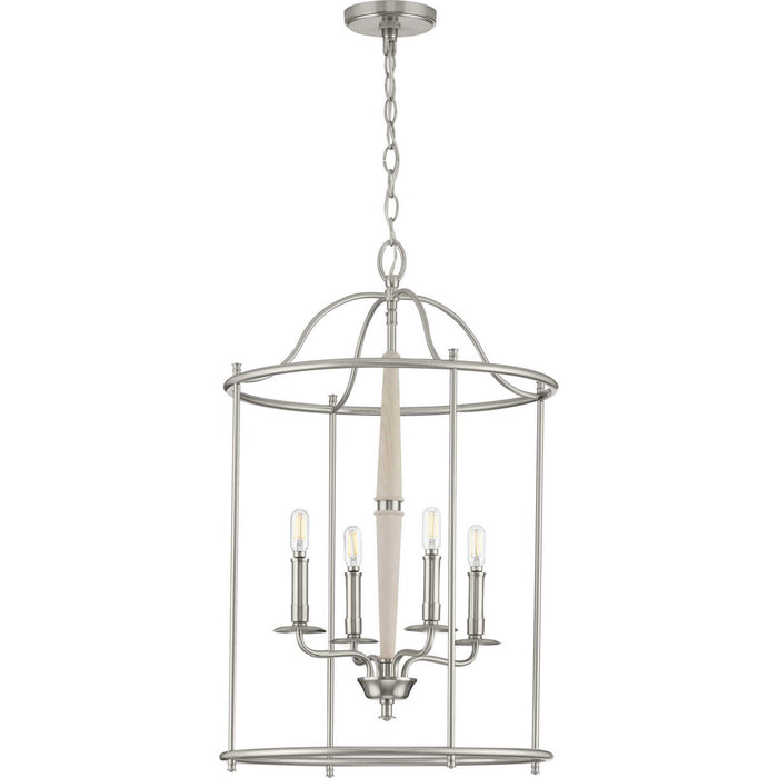 Progress Lighting P500210-009 Four Light Foyer Pendant, Brushed Nickel