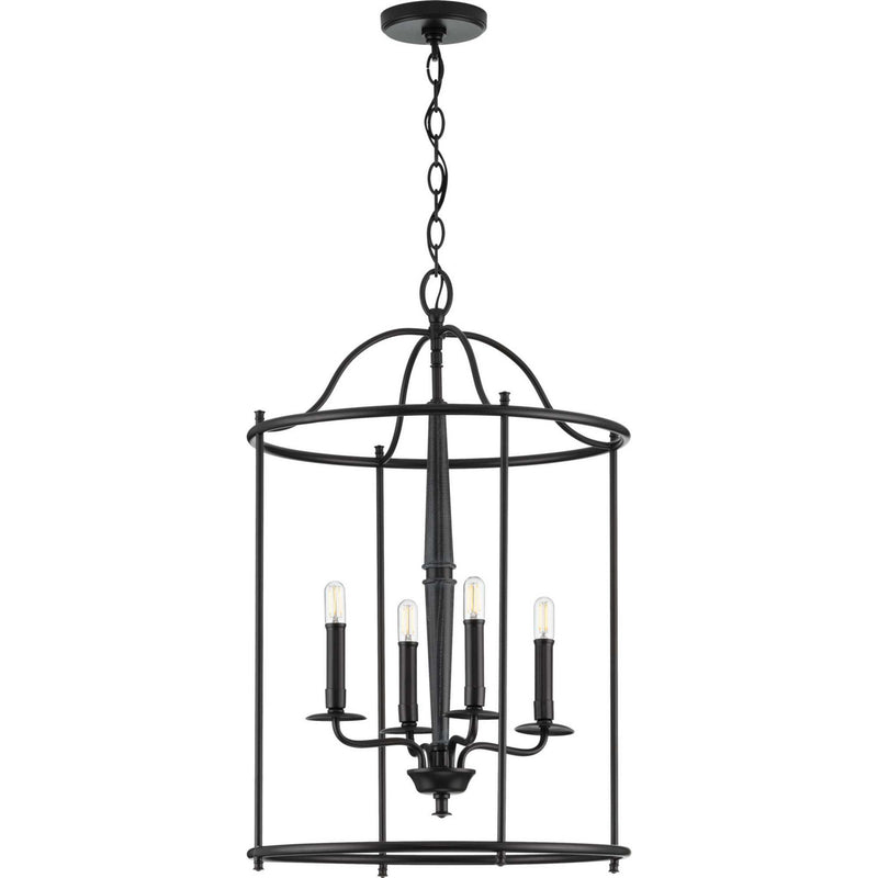 Progress Lighting P500210-031 Four Light Foyer Pendant, Black