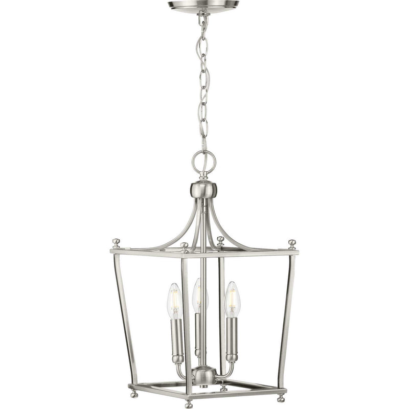 Progress Lighting P500213-009 Three Light Foyer Pendant, Brushed Nickel