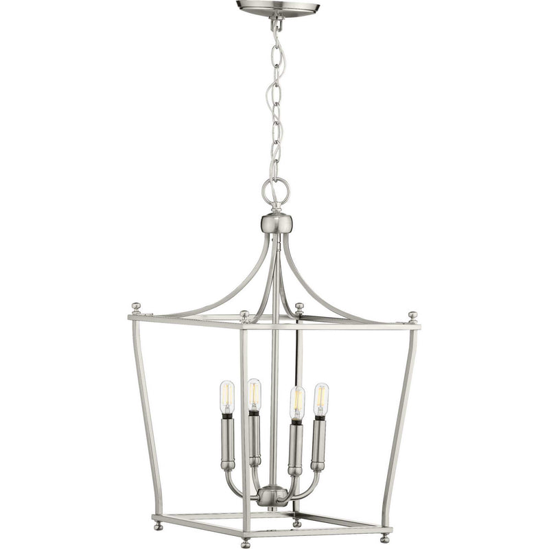 Progress Lighting P500214-009 Four Light Foyer Pendant, Brushed Nickel