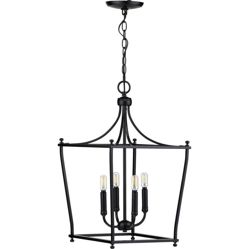 Progress Lighting P500214-031 Four Light Foyer Pendant, Black