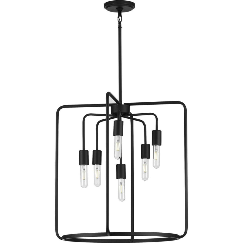 Progress Lighting P500225-031 Six Light Pendant, Black