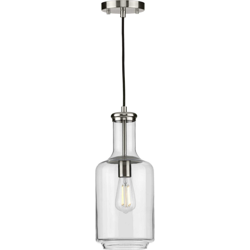 Progress Lighting P500229-009 One Light Pendant, Brushed Nickel