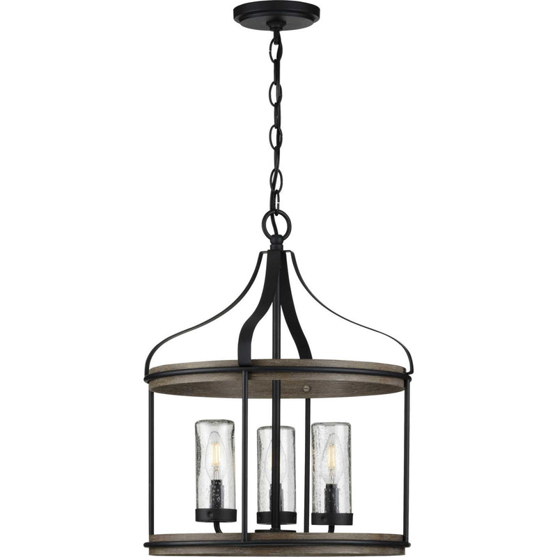 Progress Lighting P500235-031 Three Light Outdoor Pendant, Black