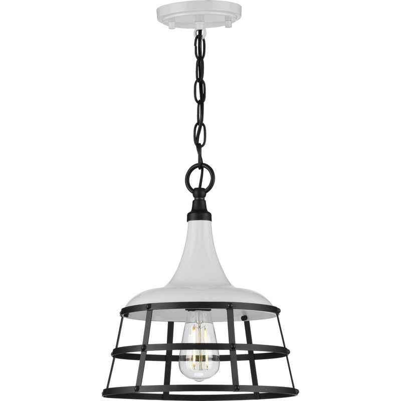 Progress Lighting P500236-030 One Light Pendant, White