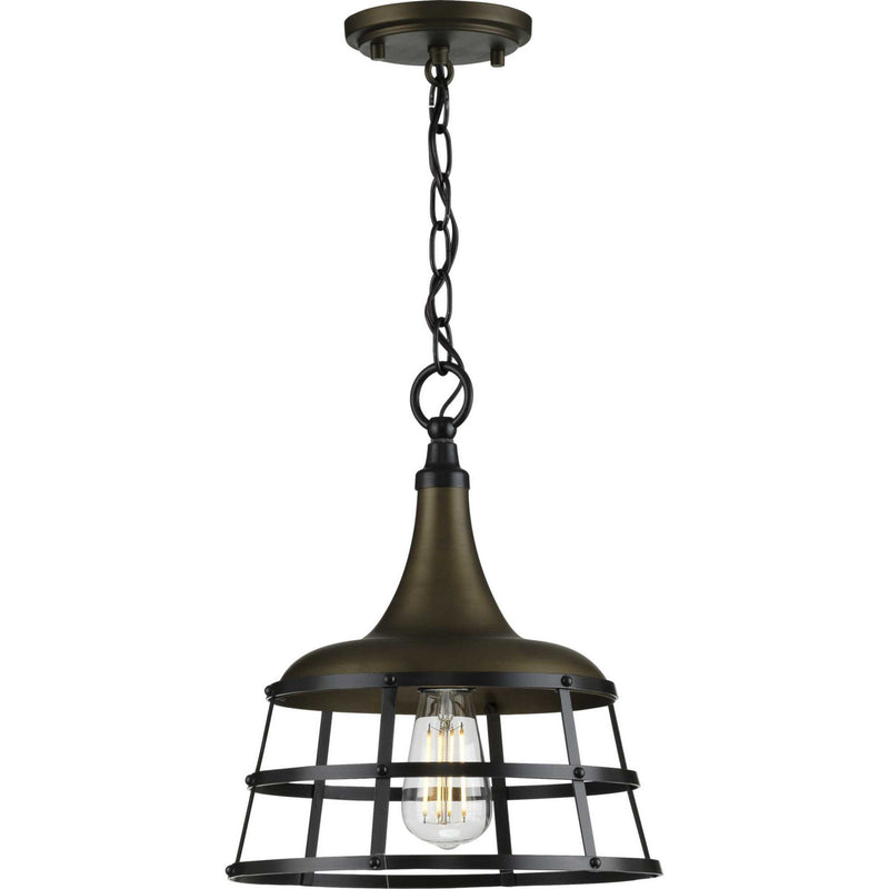Progress Lighting P500236-161 One Light Pendant, Aged Brass
