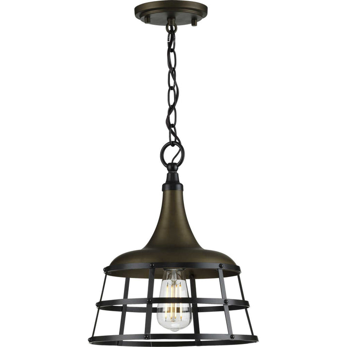 Progress Lighting P500236-161 One Light Pendant, Aged Brass