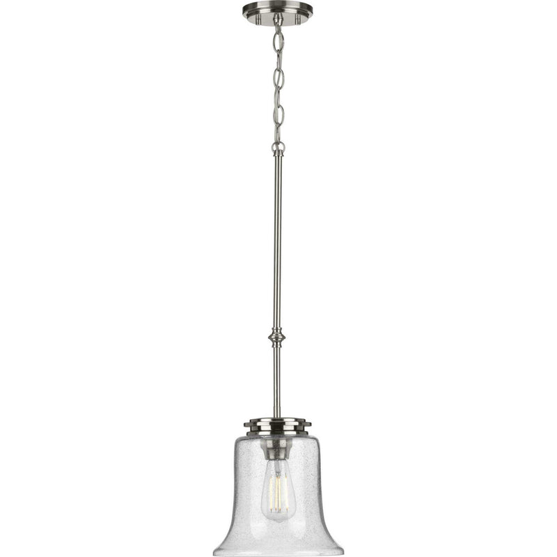 Progress Lighting P500238-009 One Light Mini Pendant, Brushed Nickel