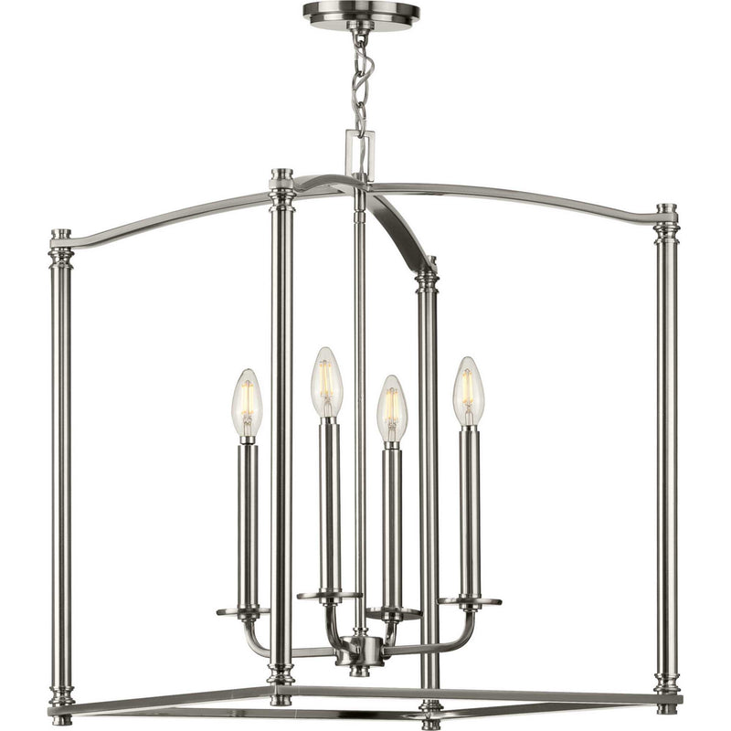 Progress Lighting P500240-009 Four Light Foyer Pendant, Brushed Nickel