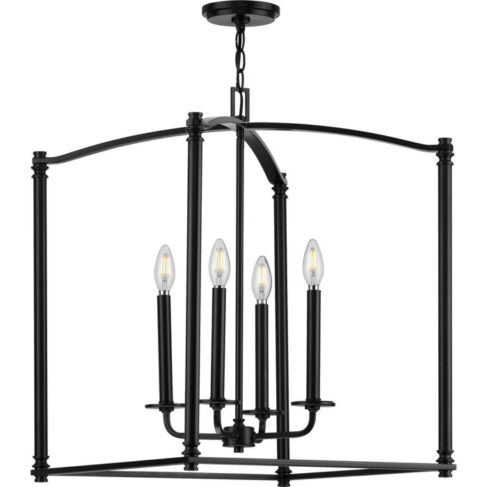 Progress Lighting P500240-031 Four Light Foyer Pendant, Black