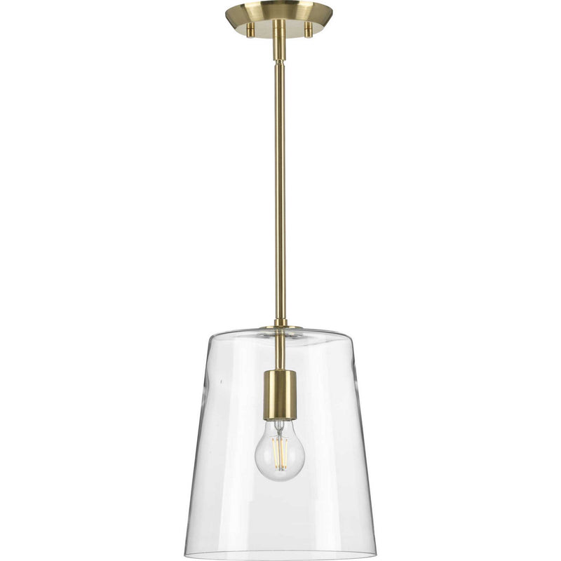 Progress Lighting P500241-012 One Light Pendant, Satin Brass