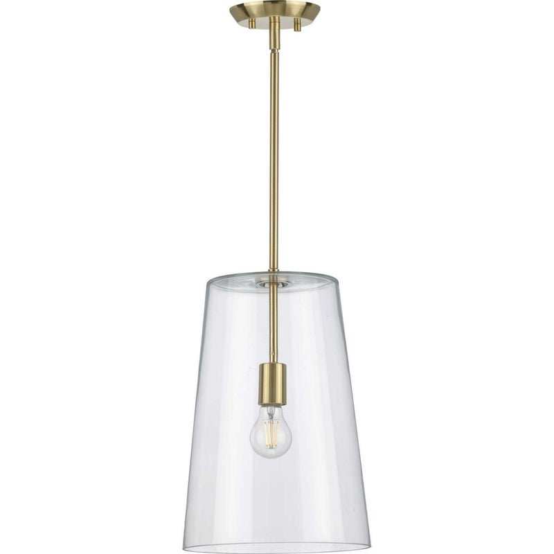 Progress Lighting P500242-012 One Light Pendant, Satin Brass
