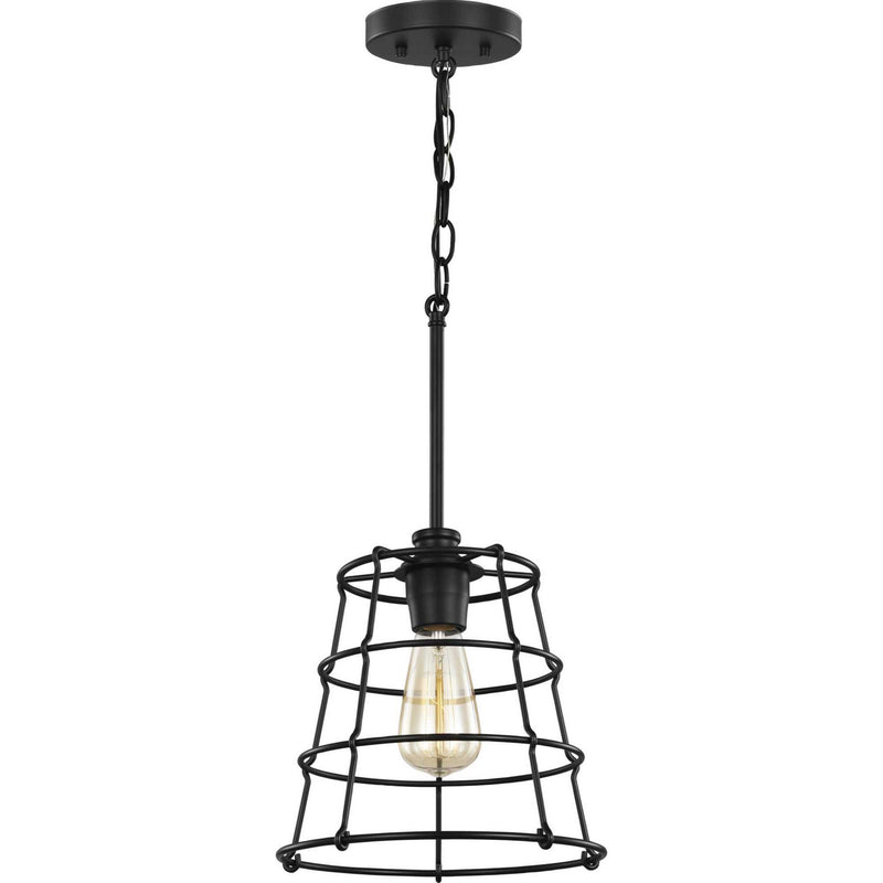 Progress Lighting P500281-031 One Light Mini Pendant, Black