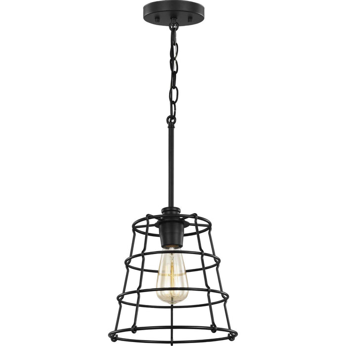 Progress Lighting P500281-031 One Light Mini Pendant, Black
