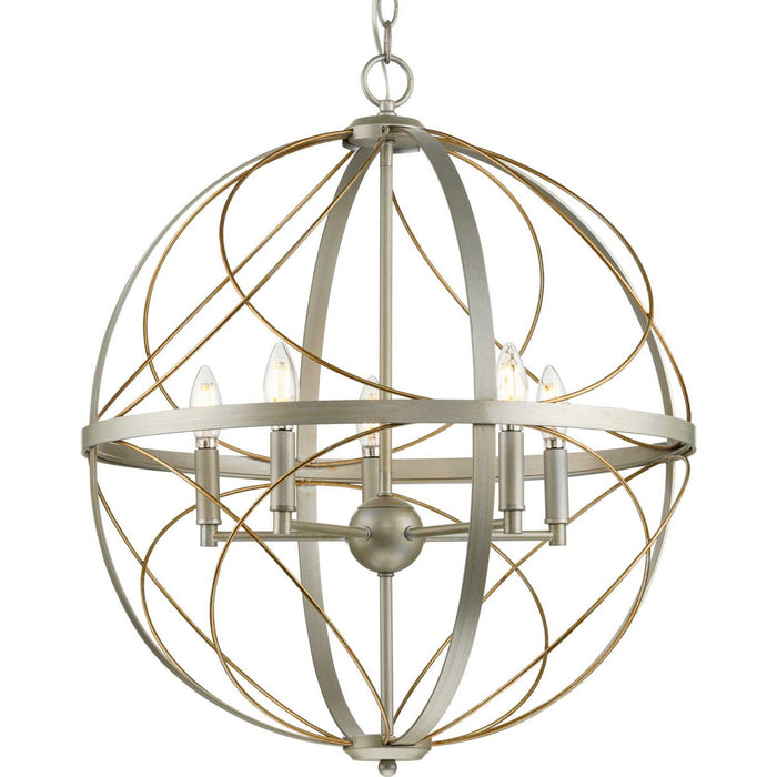 Progress Lighting P500287-134 Five Light Pendant, Silver Ridge