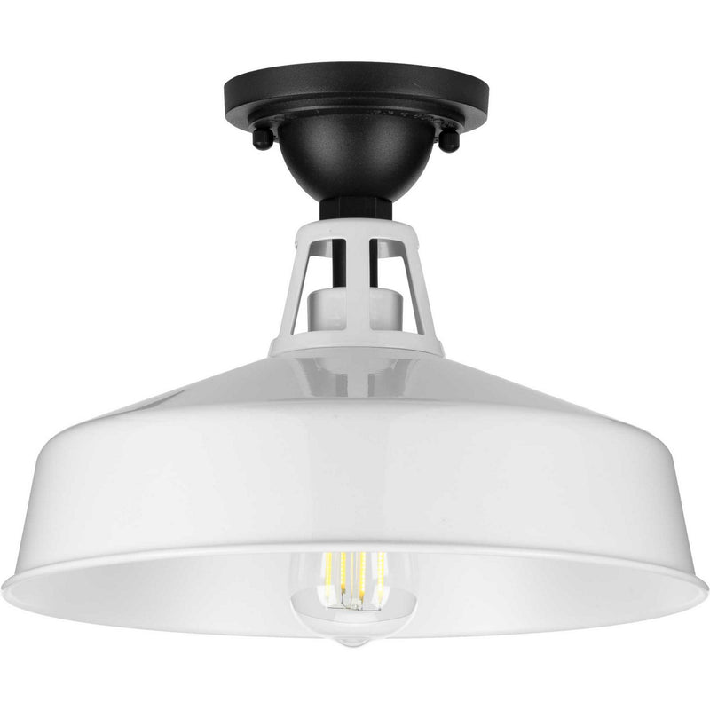 Progress Lighting P550070-030 One Light Semi Flush Mount, White